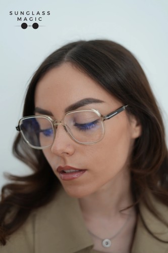 Tom Ford TF5911-B ECO - 093 - 53 - KÉK-IBOLYA FÉNYT SZŰRŐ LENCSÉKKEL Optikai keretek Átlátszó, Barna Szögletes