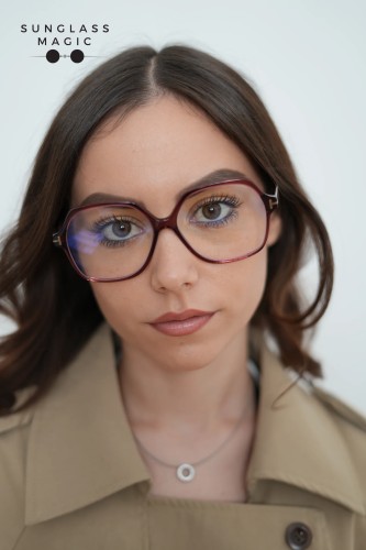 Tom Ford TF6062-B - 071 - 57 - KÉK-IBOLYA FÉNYT SZŰRŐ LENCSÉKKEL Optikai keretek Bordó Szögletes