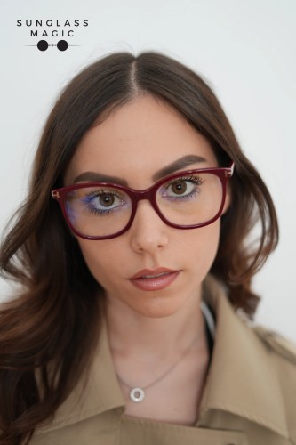 Tom Ford TF6089-B - 069 - 54 - KÉK-IBOLYA FÉNYT SZŰRŐ LENCSÉKKEL Optikai keretek Bordó Pillow (Lekerekített)