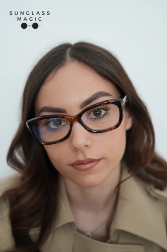 Tom Ford TF6046-B ECO - 052 - 55 - KÉK-IBOLYA FÉNYT SZŰRŐ LENCSÉKKEL Optikai keretek Fényes/sötét Havana Cat eye (macskaszem)