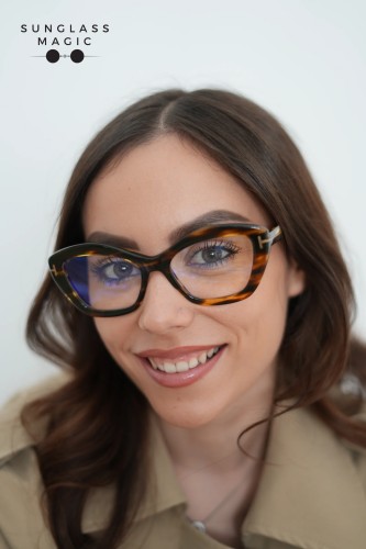 Tom Ford TF6044-B - 055 - 54 - KÉK-IBOLYA FÉNYT SZŰRŐ LENCSÉKKEL Optikai keretek Havanna Cat Eye (Macskaszem)
