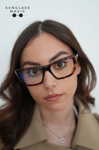 Tom Ford TF6047-B - 053 - 54 - KÉK-IBOLYA FÉNYT SZŰRŐ LENCSÉKKEL Optikai keretek Havana Cat eye (macskaszem)