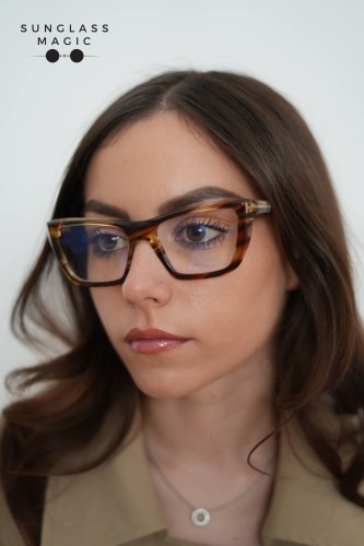 Tom Ford TF6047-B - 055 - 54 - KÉK-IBOLYA FÉNYT SZŰRŐ LENCSÉKKEL Optikai keretek Havanna Szögletes