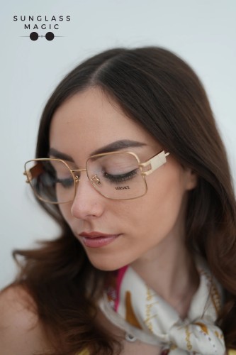 VERSACE VE1303D - ​1412 - ​56 Optikai keretek Rózsaarany, Fekete Szögletes