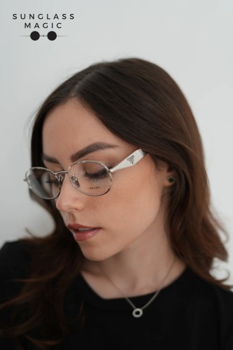 PRADA PR D53VD - 1BC1O1 - 54 Optikai keretek Ezüst Ovális