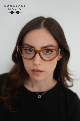 PRADA PR C07V - 20H1O1 - 54 Optikai keretek Átlátszó csokoládé Szabálytalan