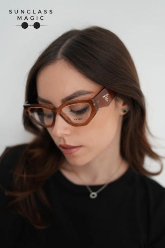 PRADA PR C07V - 20H1O1 - 54 Optikai keretek Átlátszó csokoládé Szabálytalan