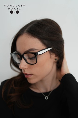 PRADA PR 17ZV - ​1AB1O1 - ​54 Optikai keretek Fekete,Fehér Szögletes