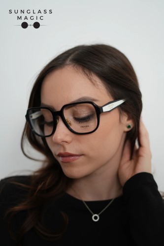 PRADA PR B07VD - ​16K1O1 - ​56 Optikai keretek Fekete,Fehér Szögletes