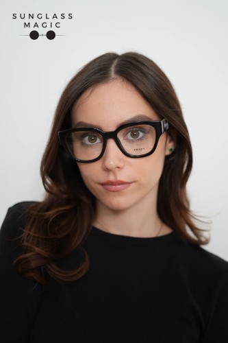PRADA PR C06V - 28F1O1 - 52 Optikai keretek Fekete Ovális