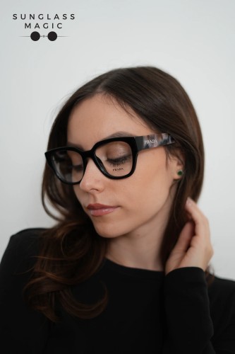 PRADA PR C06V - 28F1O1 - 52 Optikai keretek Fekete Ovális