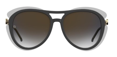 Elie Saab ES035/G/S - FT3 WM - 56 Napszemüvegek Fekete, Szürke, Arany Pilóta (Aviator)