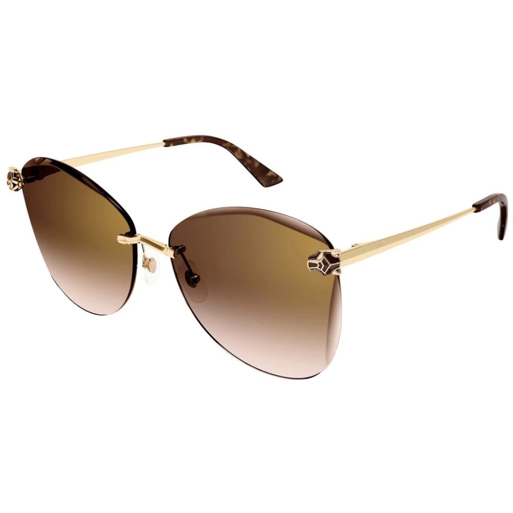 Cartier CT0398S - 002 - 62 Napszemüvegek Arany,Barna,Mintás Pillow (Lekerekített)
