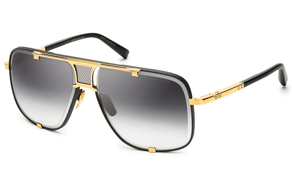 Dita MACH FIVE TITANIUM DRX-2087 - A - 64 Napszemüvegek Arany,Fekete Pilóta (Aviator)