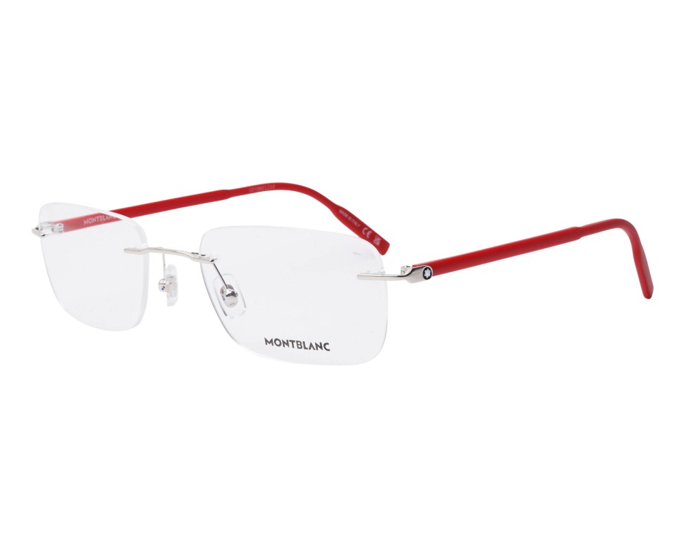 Mont Blanc MB0221O - 010 - 59 Optikai keretek Ezüst, Piros Szögletes