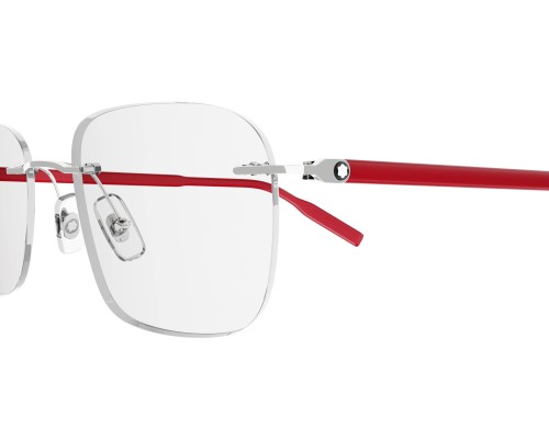 Mont Blanc MB0222O - 003 - 55 Optikai keretek Ezüst, Piros Szögletes
