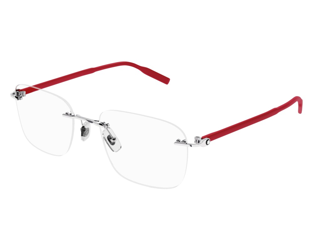 Mont Blanc MB0222O - 003 - 55 Optikai keretek Ezüst, Piros Szögletes