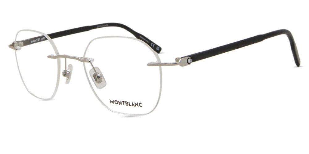 Mont Blanc MB0223O - 001 - 50 Optikai keretek Ezüst, Fekete Szögletes
