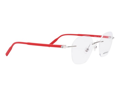 Mont Blanc MB0223O - 003 - 50 Optikai keretek Ezüst, Piros Szögletes