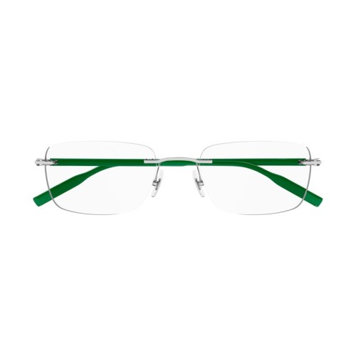 Mont Blanc MB0221O - 004 - 57 Optikai keretek Ezüst, Zöld Szögletes