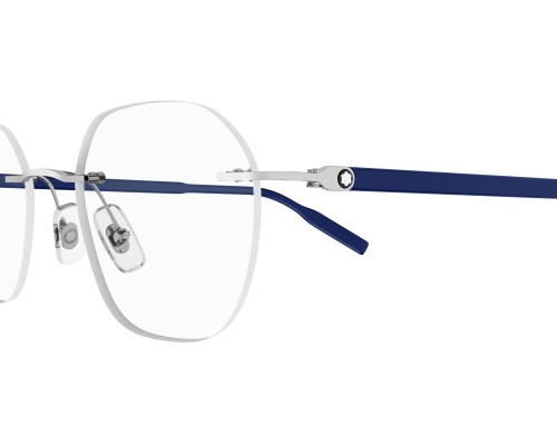 Mont Blanc MB0223O - 004 - 50 Optikai keretek Ezüst, Kék Pillow (Lekerekített)