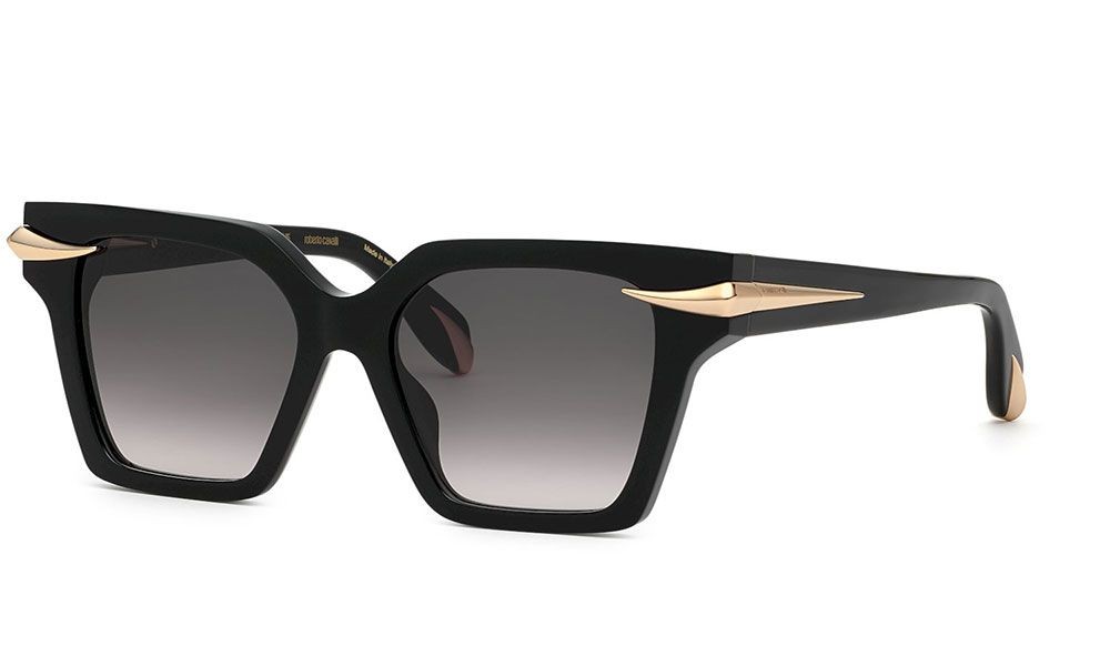 Roberto Cavalli SRC002 - 0700 - 54 Napszemüvegek Fekete, Arany Szögletes