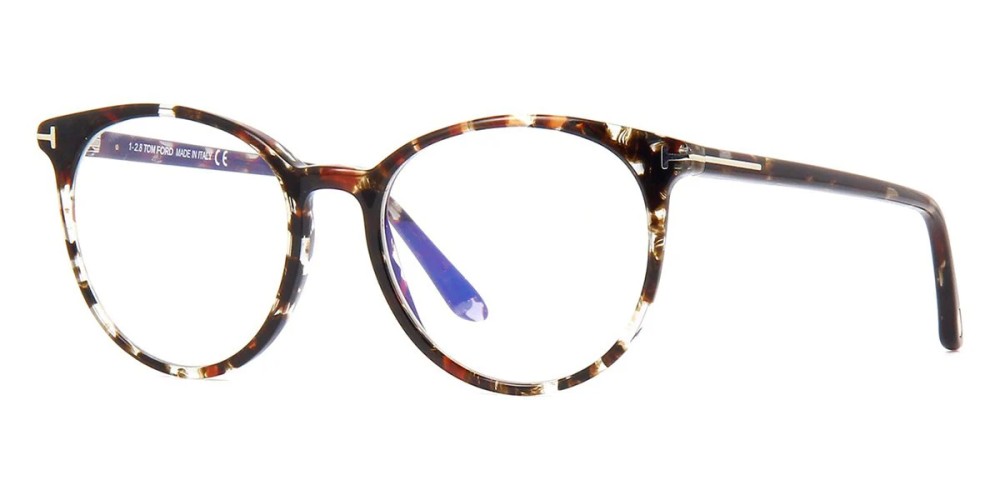 Tom Ford TF5575-B - 055 - 51 - KÉK-IBOLYA FÉNYT SZŰRŐ LENCSÉKKEL Optikai keretek Havanna Kerek