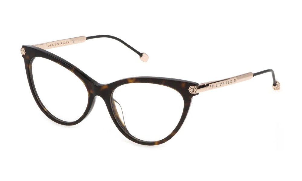 Philipp Plein VPP037S FLAWLESS - 0722 - 54 Optikai keretek Dark Havanna, Arany Cat Eye (Macskaszem)