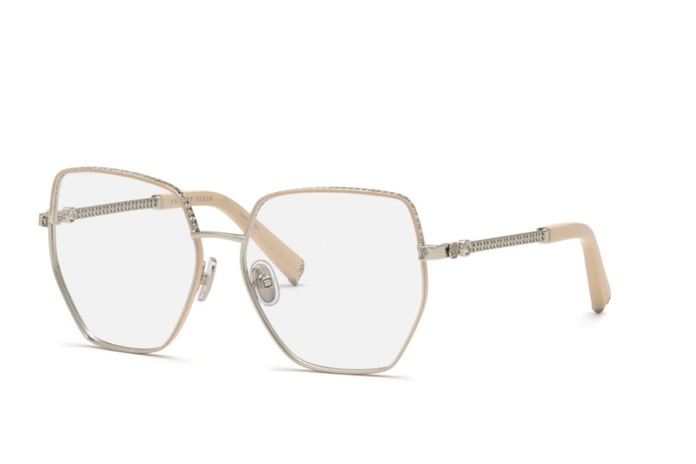 Philipp Plein VPP054S ECLECTIN MOOD - 0S31 - 57 Optikai keretek Ezüst, Bézs Szögletes