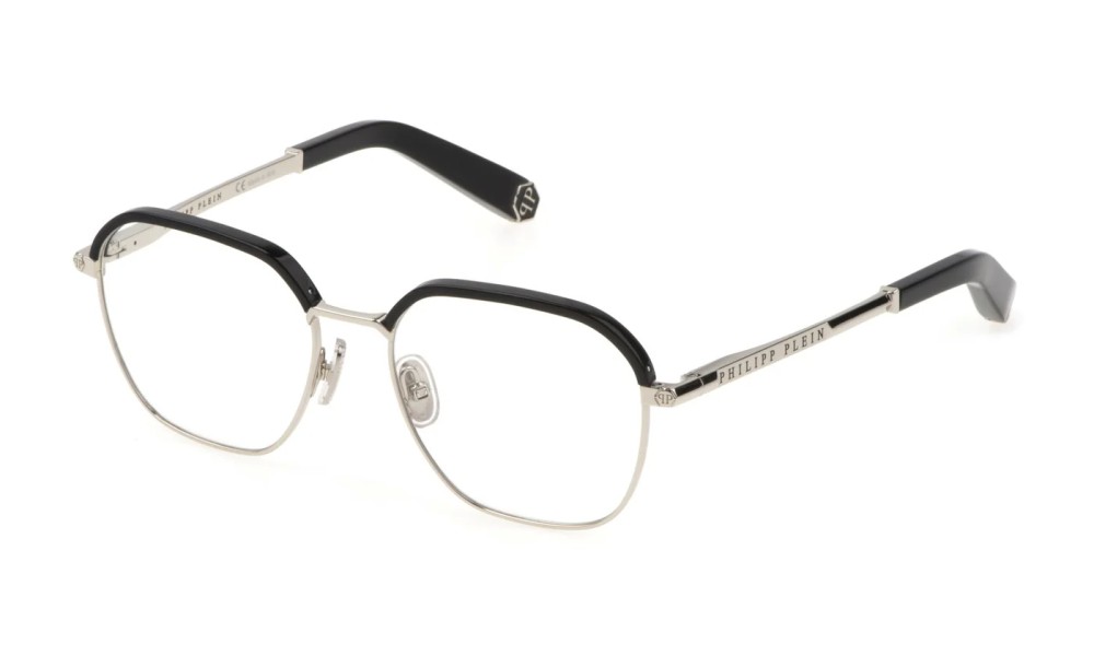 Philipp Plein VPP017 TREASURE - 0579 - 52 Optikai keretek Ezüst, Fekete Szögletes