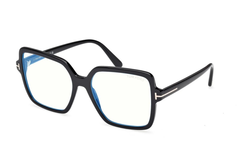 Tom Ford TF6063-B ECO - 001 - 56 - KÉK-IBOLYA FÉNYT SZŰRŐ LENCSÉKKEL Optikai keretek Fekete Szögletes