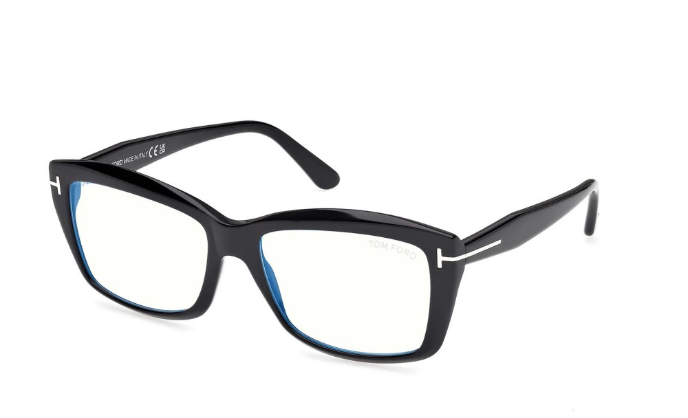 Tom Ford TF6065-B ECO - 001 - 55 - KÉK-IBOLYA FÉNYT SZŰRŐ LENCSÉKKEL Optikai keretek Fekete Szögletes