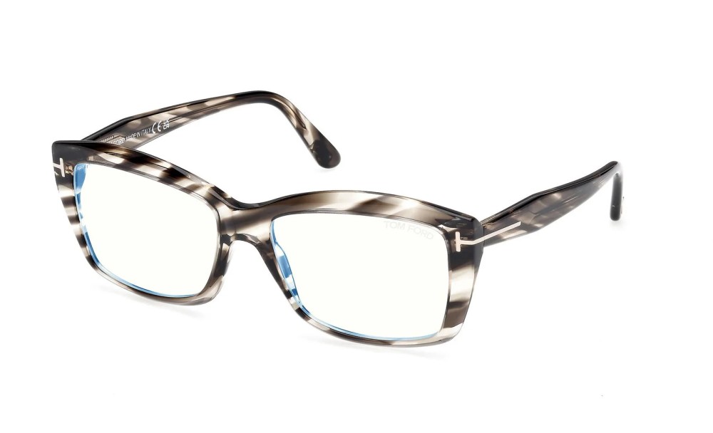 Tom Ford TF6065-B - 056 - 55 - KÉK-IBOLYA FÉNYT SZŰRŐ LENCSÉKKEL Optikai keretek Havanna Szögletes