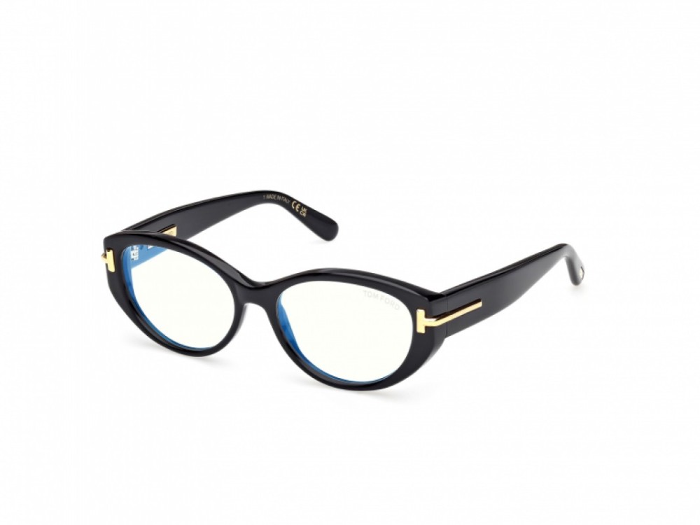 Tom Ford TF6031-F-B ICON COLLECTION - 001 - 54 - KÉK-IBOLYA FÉNYT SZŰRŐ LENCSÉKKEL Optikai keretek Fekete Cat Eye (Macskaszem)