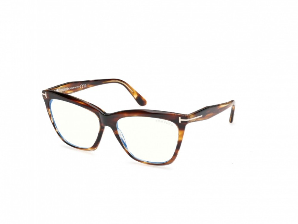Tom Ford TF6064-B - 055 - 56 - KÉK-IBOLYA FÉNYT SZŰRŐ LENCSÉKKEL Optikai keretek Havanna Cat Eye (Macskaszem)