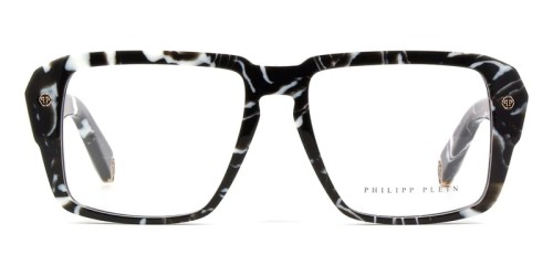 Philipp Plein VPP081 HEXAGON - 0Z21 - 55 Optikai keretek Márványos Fekete Szögletes