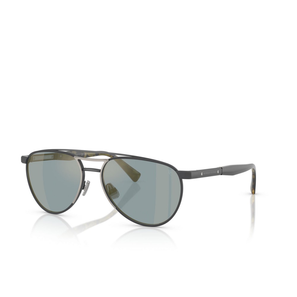 BRUNELLO CUCINELLI BC2007ST - 5021T0 - 56 - POLARIZÁLT LENCSÉKKEL Napszemüvegek Ezüst, Fekete Pilóta (Aviator)
