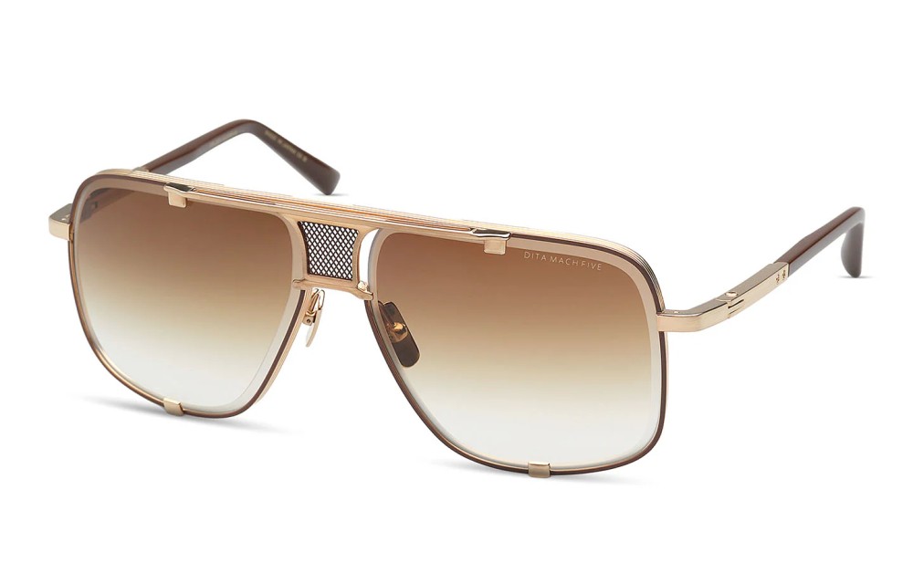 Dita MACH FIVE TITANIUM DRX-2087 - I - 64 Napszemüvegek Arany, Barna Pilóta (Aviator)